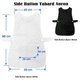 Ladies Women Side Button Tabard Apron 50x80 cm White - Front View