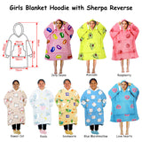 Girls Comfy Warm Blanket Hoodie with Sherpa Fleece Reverse Raspberry - Front View