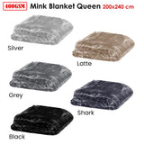Soft Plain Faux Mink Blanket Queen Silver - Front View