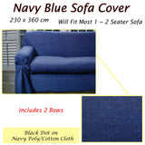 Navy Blue Dots Sofa Cover 1 to 2 Seater 230 X 360cm - Front View