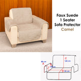 Faux Suede 1 Seater Sofa Protector Camel - Front View