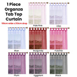 1 Piece Organza Tab Top Curtain 110 x 213 cm Black