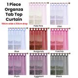 1 Piece Organza Tab Top Curtain 110 x 213 cm Black - Front View