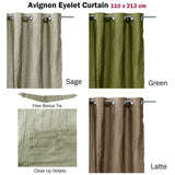 One Piece of Avignon Unlined Eyelet Curtain 110 x 213cm Sage - Front View