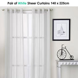 Pair of White Eyelet Sheer Curtains 140 x 225cm - Front View