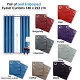 Pair of Blockout Embossed Eyelet Leaf Curtains Coffee - Front View