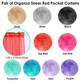 Pair of Organza Sheer Rod Pocket Curtains Purple - Front View