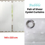 Bubble White Pair of Sheer Eyelet Curtains 140 x 223cm - Front View