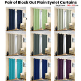 Pair of Blockout Plain Eyelet Curtains Beige - Front View