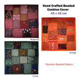 Hand Crafted Beaded Cushion Cover Forest - Front View