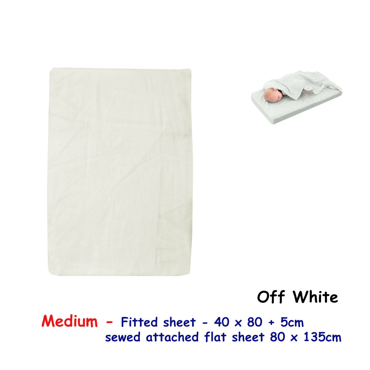 Off-White Bassinet Sheet Set with Attached Flat Sheet for Easy Bedtime Routine