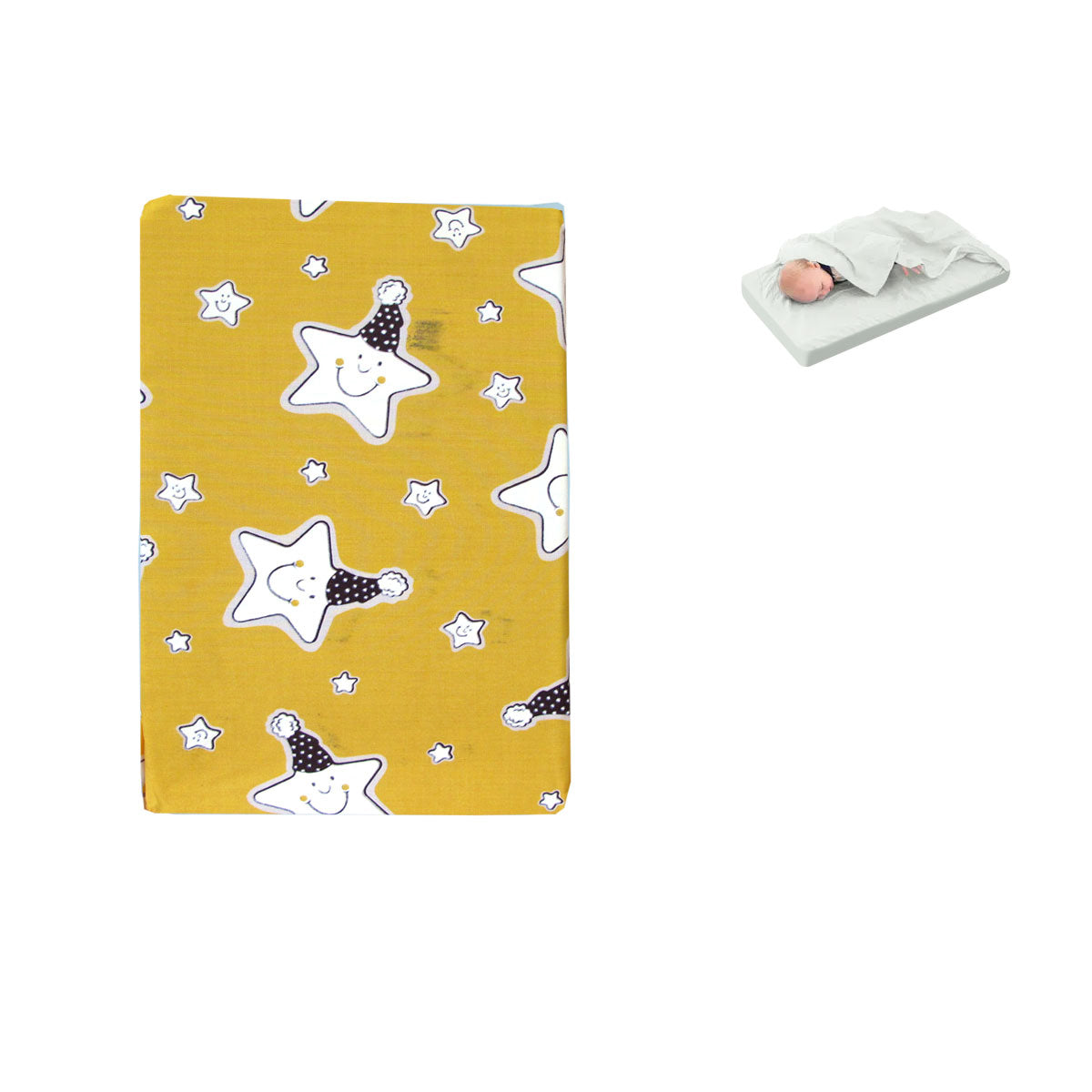 Starry Nights Bassinet Fitted Sheet with Attached Flat Sheet