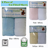 2 Piece of Baby Cot Cotton Fitted Sheet Yellow & White - Front View