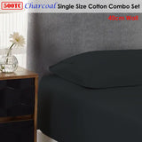 500TC Cotton Combo Set Charcoal Single 40cm Wall - Front View