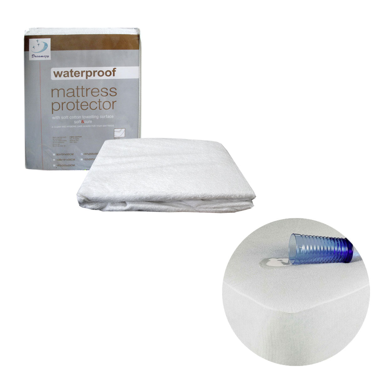 Premium Terry Waterproof Mattress Protector with 30cm Wall Fit