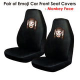 Funky Monkey Face Emoji Front Seat Covers for Cars - Front View
