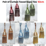 Pair of Curtain Tassel Rope Ties 52cm Light Gold - Front View