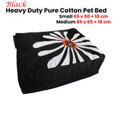 Heavy Duty Pure Cotton Pet Dog Bed Cover Small Black - Front View