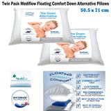 Mediflow Twin Pack Adjustable Floating Comfort Down Alternative Waterbase Pillows - Front View
