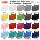 Pair of  280TC Polyester Cotton European Pillowcases Charcoal - Front View
