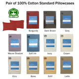 Pair of Cotton Standard Pillowcases 375TC Cream - Front View
