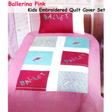 Ballerina Embroidered Quilt Cover Set Single - Front View