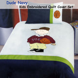 Dude Basketball Embroidered Quilt Cover Set Single - Front View