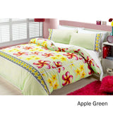 Floating Frangipani Quilt Cover Set Apple Green Single - Side View
