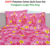 225TC Polyester Cotton Frangipani Jungle Pink Quilt Cover Set King - Front View