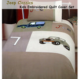 Jeep Classics Embroidered Quilt Cover Set Single - Front View