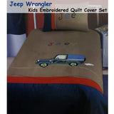 Jeep Wrangler Embroidered Quilt Cover Set Single - Front View