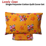 Lovely Cows Polyester Cotton Quilt Cover Set Single - Front View