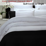 Pintuck Black Quilt Cover Set Single - Front View