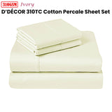 310TC Fusion Cotton Percale Sheet Set Ivory King - Front View