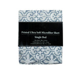 Printed Microfiber Sheet Set Single Silver Imperial