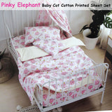 Pinky Elephant Baby 100% Cotton Printed Sheet Set Cot Size - Front View