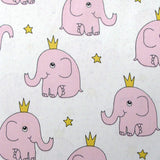 Pinky Elephant Baby 100% Cotton Printed Sheet Set Cot Size - Side View