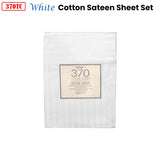 370TC White Self-striped Cotton Sateen Sheet Set King - Front View