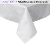 Jacquard Tablecloth Rosa White 135 x 180 cm - Front View