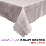 Rosie Taupe Luxury Jacquard Tablecloth 150 x 210 cm - Front View