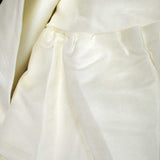 Set of 2 Round 180cm Ruffled Table Cloth Cream - Side View