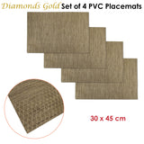 Choice Set of 4 PVC Table Placemats Diamonds Gold - Front View