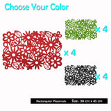 Choice Set of 4 Felt Rectangular Table Placemats Red - Front View