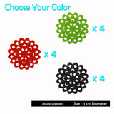 Choice Set of 4 Felt Round Table Coasters Red - Front View