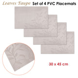 Choice Set of 4 PVC Table Placemats Leaves Taupe - Front View