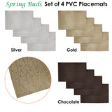 Set of 4 Spring Buds PVC Table Placemats in Chocolate - Front View