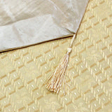 Faux Silk Jacquard Table Runner Gold 32 x 180 cm - Front View
