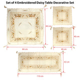 Set of 4 Embroidered Daisy Table Decorative Set - Front View