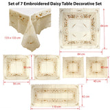 Set of 7 Embroidered Daisy Table Decorative Set - Front View