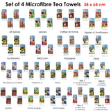 Set of 4 Microfibre Printed Tea Towels Coffee at Home - Front View